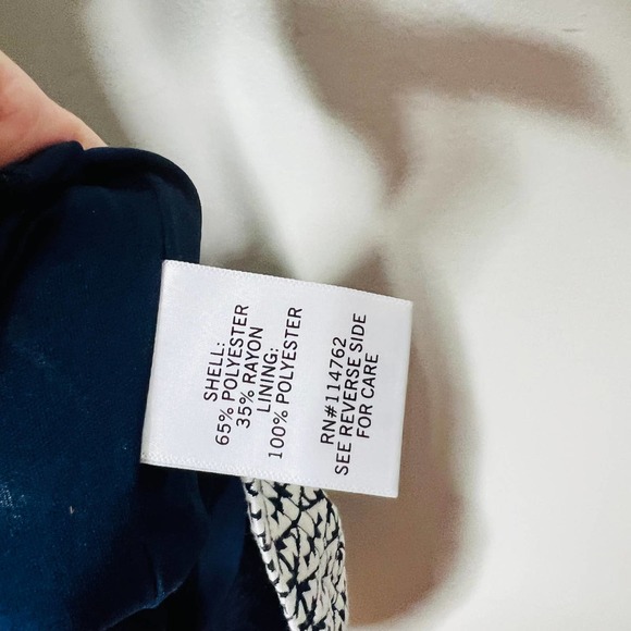 41 Hawthorn Dress MEDIUM Blue & White Short Sleeve Knit Fit & Flare V-Neck Zip - Picture 6 of 6